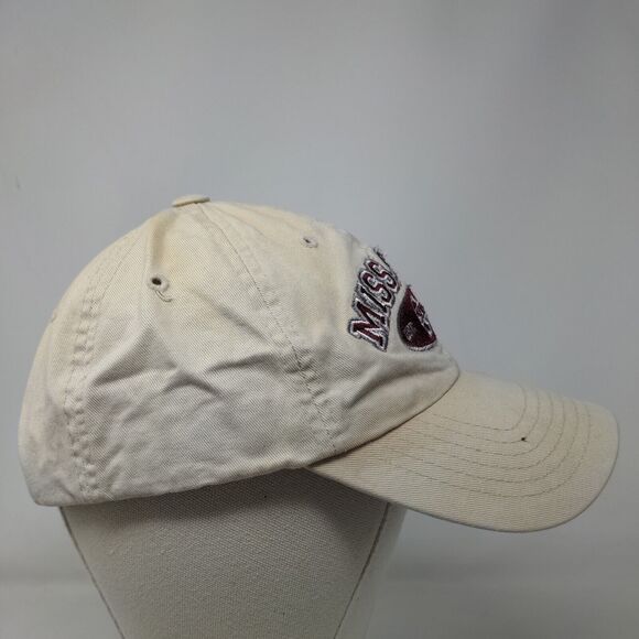 T.E.I Men's Strapback Hat Tan OSFA Embroidered Mississippi State Logo - Picture 4 of 7